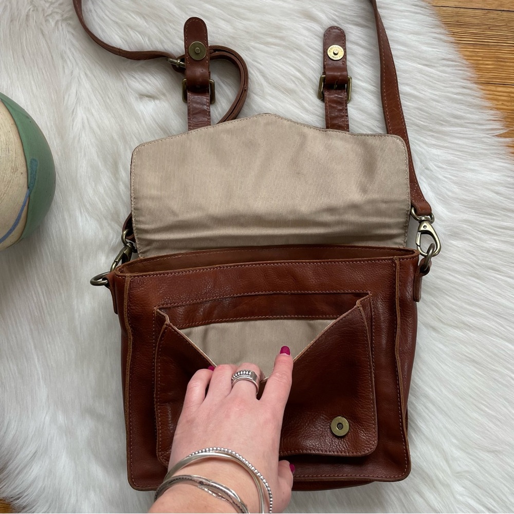 Fat Face Brown Leather Satchel Crossbody Bag - Picture 7 of 13